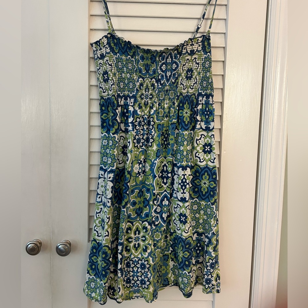 Blue/ green cotton tank dress